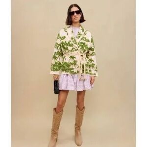 Maje  Imprime Aloha Beige Belted Cardigan Jacket sz 2